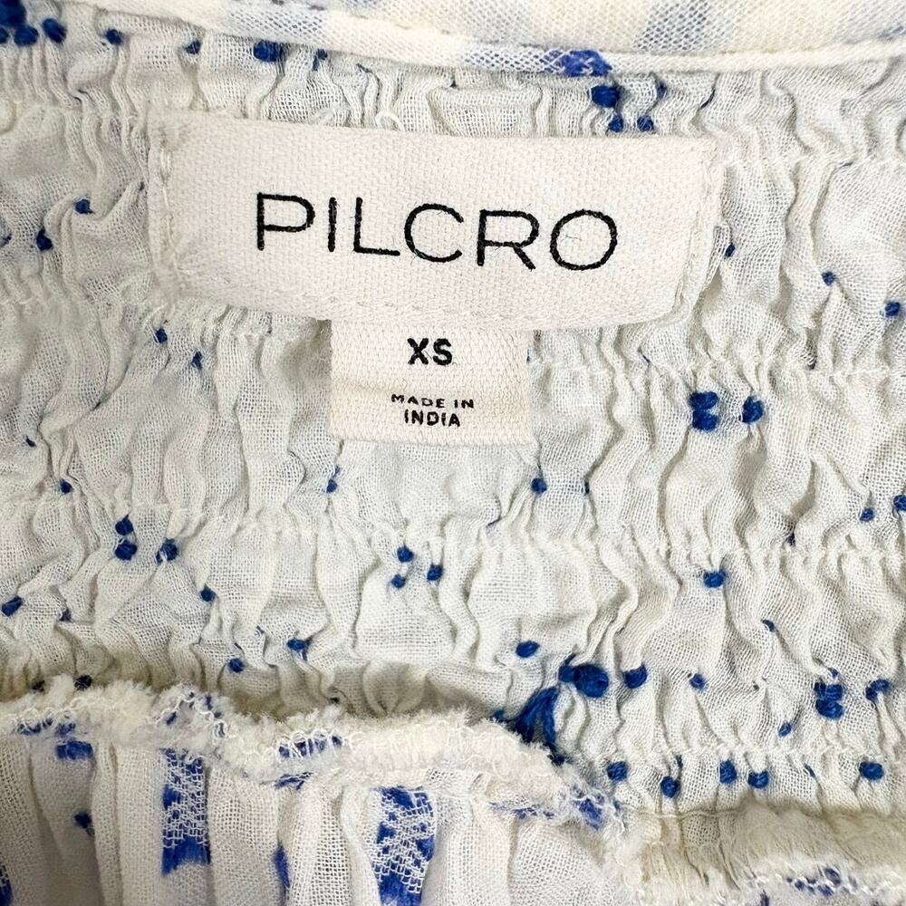 Anthropologie Pilcro Short Flutter Sleeve Ruffled Raw Fringe Top Cotton Poly XS - Picture 3 of 8